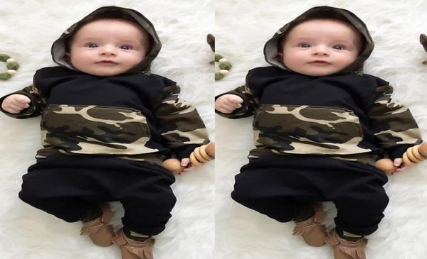 

baby clothes hooded trousers baby boy camouflage clothing longsleeved suit 2 pcs set9643468, White