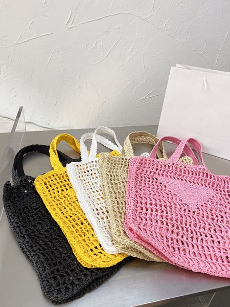 

luxurys designer nylon raffia beach bag tote bag handbags shoulder fashion summer shopping bags womens straw totes seaside resort travel cro
