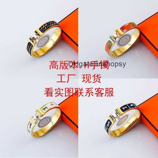 

aher mas designer luxury brand enamel bracelet luxury designer bracelets for sale h family letter pattern enamel fashion trend jewelry, Black