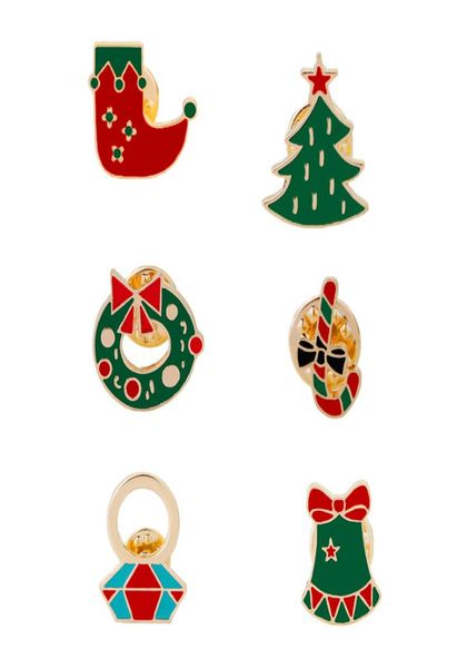 

christmas hat christmas tree red sock diamond ring bell christmas ornament personality ornament brooch lapel ornament combination3462808, Gray