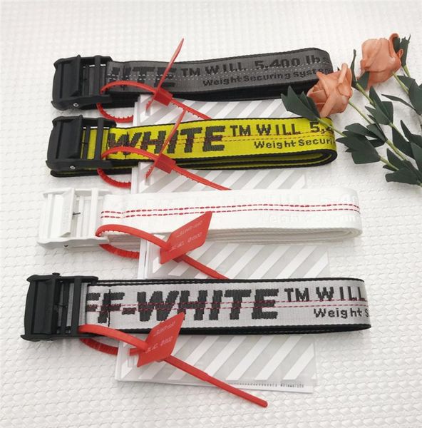 

highquality european and american tide brand off yellow white belt special thick canvas belt industrial style exquisite embroider6815386, Black;green
