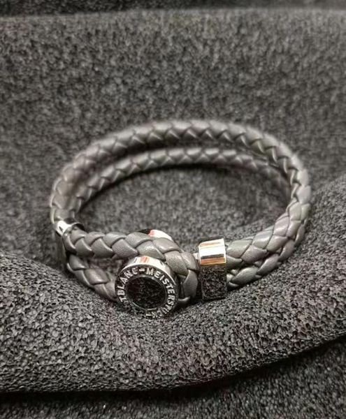 

fashion men classical genuine leather bracelets made of stainless steel setting agate stone length 2050cm no with box8659433, Black