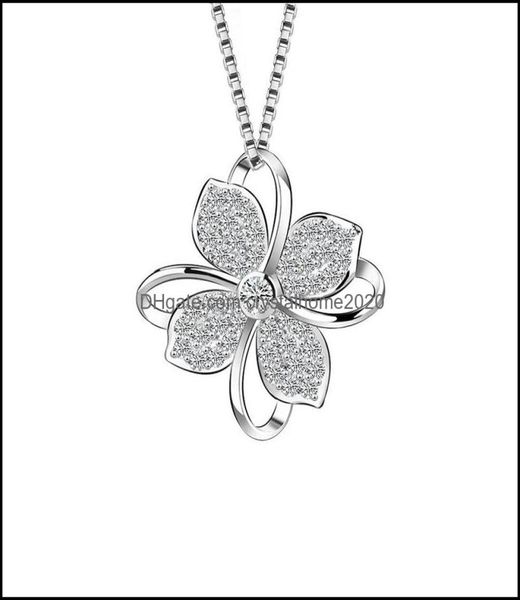 

pendant necklaces four leaf clover choker necklace jewelry flower 925 sier pendants chain birthday gift for women drop delivery ot4971054, Silver