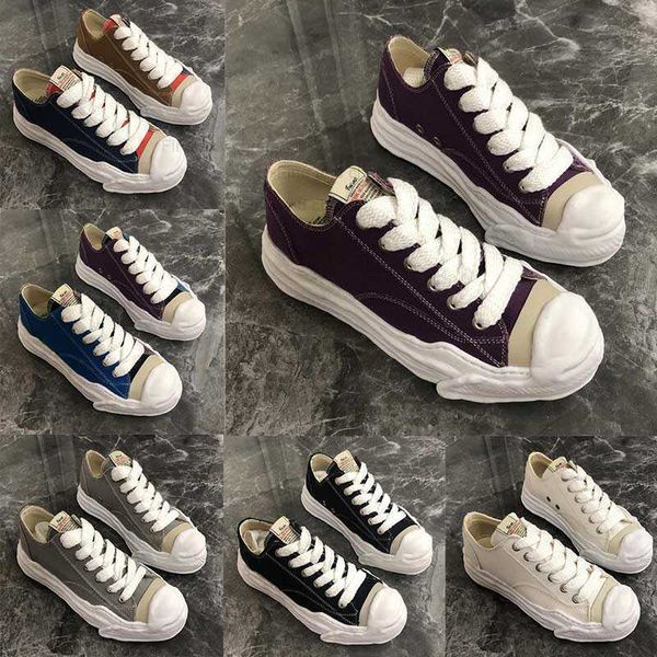 

new mmy maison mihara yasuhiro shoes casual shoes canvas shoes men's toe mmy women's shoes lace-up sneakers with box., Black