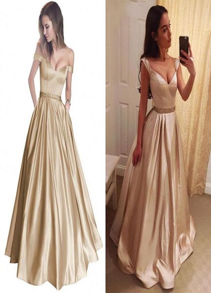

2018 elegant champagne gold ball gown prom dresses off shoulder crystal beaded sash satin floor length dark red backless evening d4853809, Black