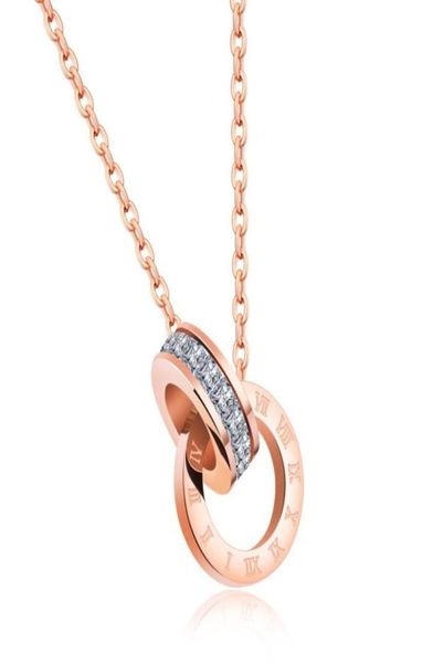 

lock your love necklaces ringcircles pendant 18k rose gold zircon creative unique designer accessories for women ladies jewelry n1034747, Silver
