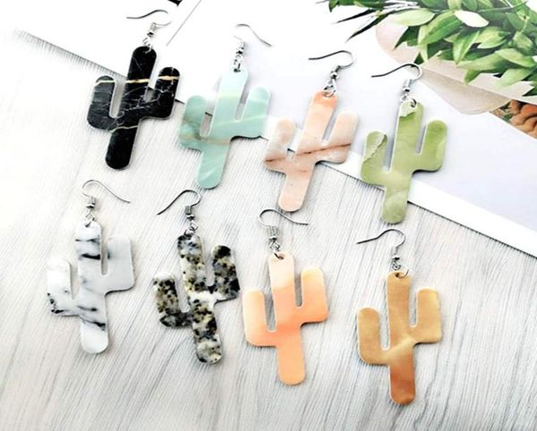 

8 colors women trendy cactus drop earrings pu leather dangle multicolor earrings statement fashion jewelry gifts3624061, Silver
