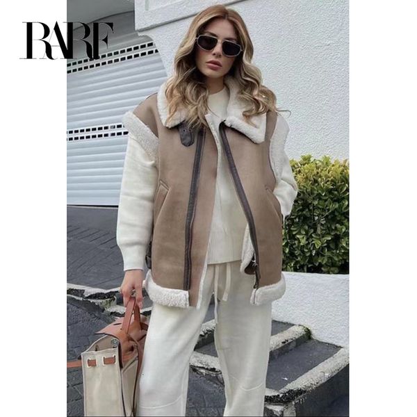

women's tanks camis rarf 2023 autumn winter ladies warm fur integrated sleeveless fleece stitching coat vest jacket 230719, White