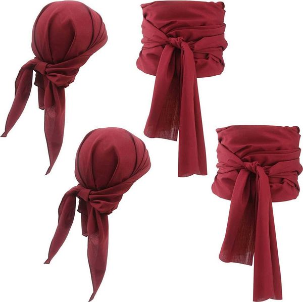 

theme costume halloween pirate clothing medieval renaissance linen pirate headscarf and belt clothing accessories, Black;red