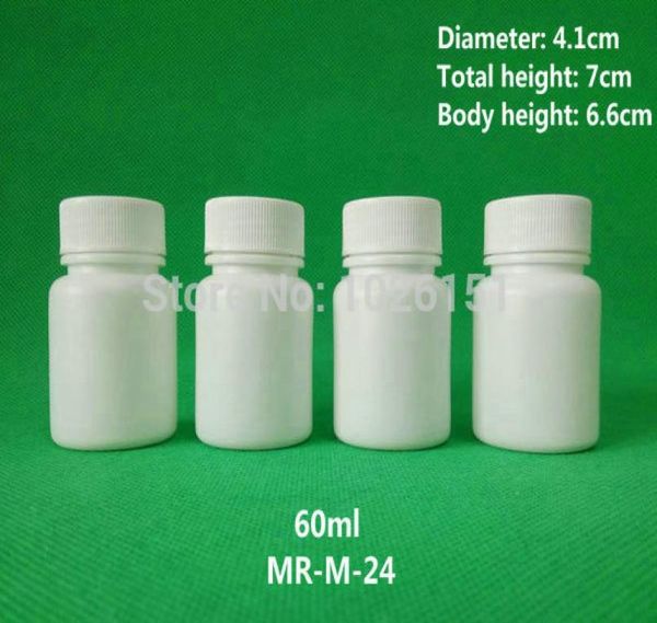 

ship 50pcs 60ml 60cc 60g white plastic medicine tablet pill bottles packing pill bottlescrew cap seal3562218