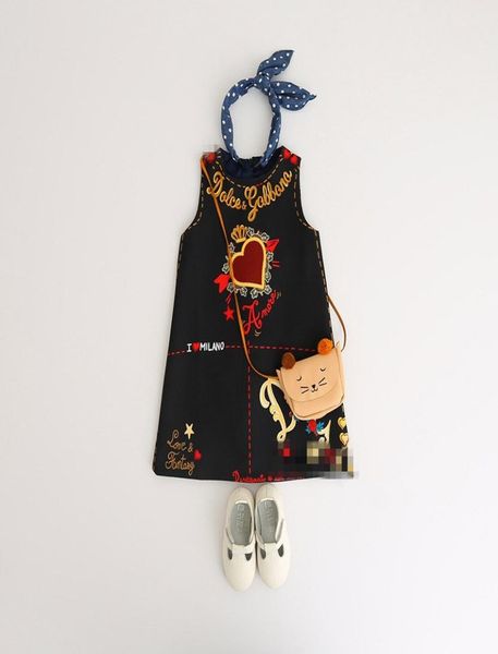 

kids clothes baby girls dress european and american style autumn winter sundress letter heart printed for children girls ou7847052, Red;yellow