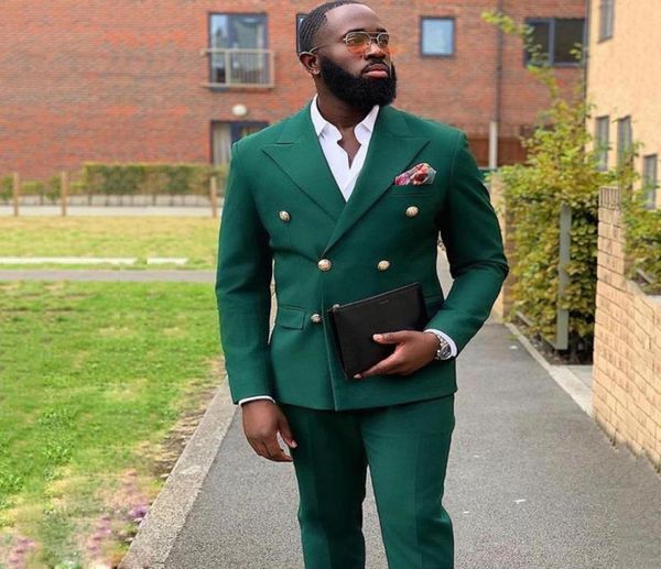 

dark green slim fit wedding men suits groom tuxedos double breasted bridegroom wear 2pcsjacketpants custume homme9130650, Black;gray