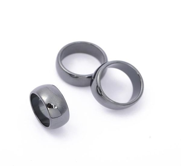 

smooth hematite for women men jewelry couple simple gift natural stone flat wide black nonmagnetic finger ring 4mm 6mm8530677, Silver