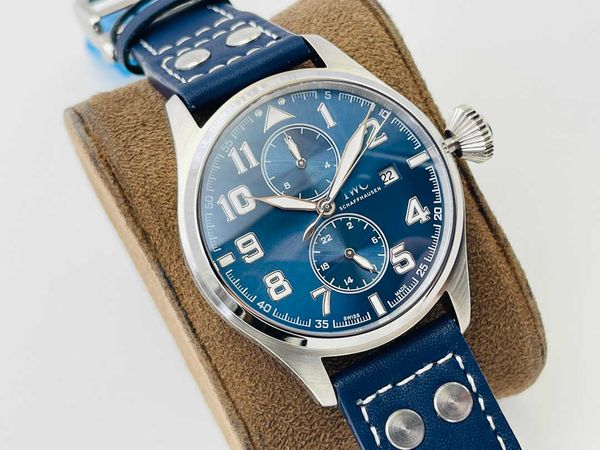 

luxury iwc pilot watch 6dzp mechanical automatic wristwatch black dial date uhr leather strap with box montre luxe, Slivery;golden
