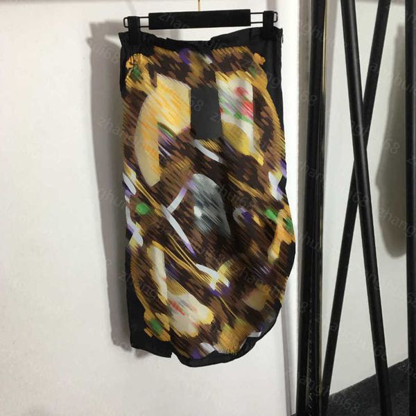 

23ss womens designer clothing designer skirts double f letter fan vintage print side slit pleats irregular high-waisted half skirt women clo, Black