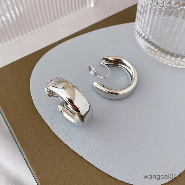 

charm new style vintage golden minimalist shape clip on hoop earrings pierced cute earrings for women trend jewelry gift r230719