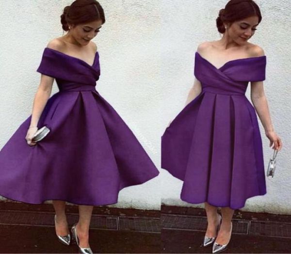 

vintage tea length evening party dresses off shoulders a line with sleeves satin formal gowns celebrity mother of the bride dress 5811021, Black;red