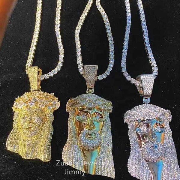 

big size bust down iced out shining lab diamond vvs1 moissanite cubic custom jesus pendant, Silver