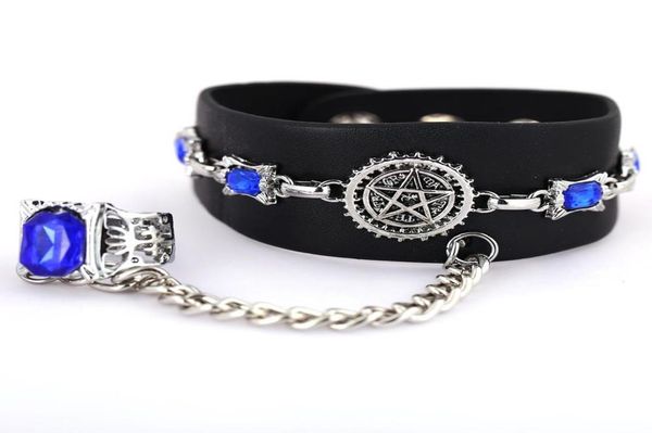 

artificial saphire jewelry punk chain link bracelet anime sebastian pentacle black butler chain link strand bracelet6765468