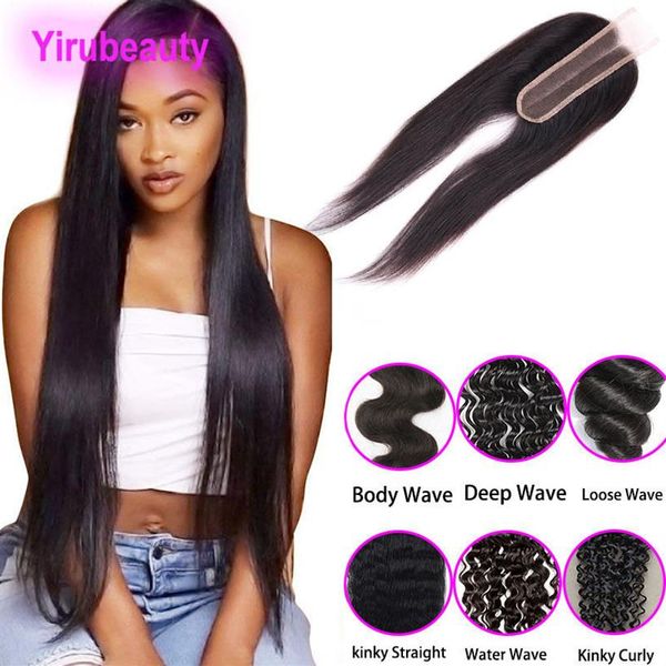 

malaysian virgin hair lace closure 2x6 closures middle part kinky curly straight human hair deep curly body wave 10-24inch291c, Black;brown