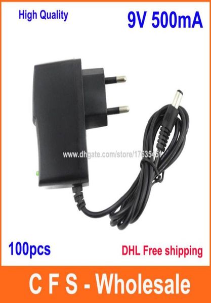 

100pcs ac dc 9v 500ma power adapter supply 05a adaptor eu plug fedex dhl 6155795