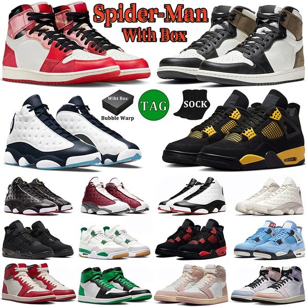 

with box jumpman 1 4 13 basketball shoes men women 1s spider man dark mocha lost and found 4s thunder black cat unversity blue 13s flint spo