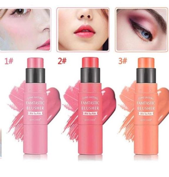 

blush 3 color double head mineral headed stick waterproof face contour blending blusher long lasting peach make up tool8433707