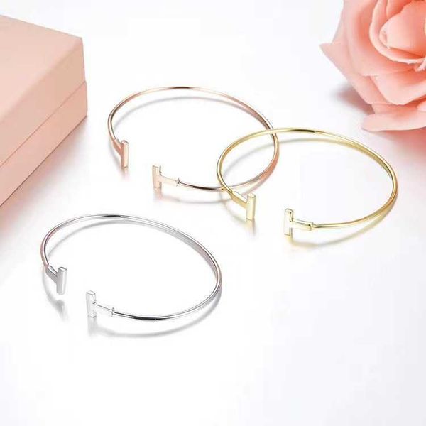 

versatile jxj.s925 sterling silver tiffay t-shaped bracelet feminine style versatile luxury exquisite and high grade handicrafts, Black