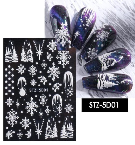 

5d embossed nail sticker christmas snowflakes design adhesive nail decals summer sliders nail art decorations7530729, Black