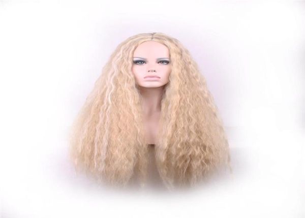 

woodfestival kinky curly wig long blonde synthetic wigs women african american good quality heat resistant fiber hair cosplay 70cm6080557, Black