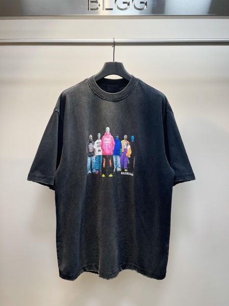 

luxury brand bale oversized nc t-shirts ia t-shirt loose fit tee portrait printed women tags couple paris loose cotton t-shirt, White;black
