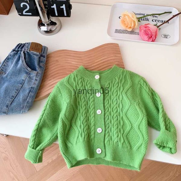 

pullover spring new kids sweaters coat girls solid color knitwear baby girl knitted cardigan hkd230719, Blue