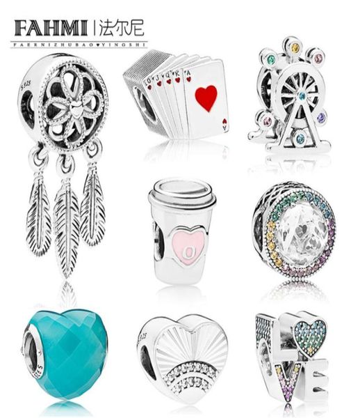 

fahmi 100 925 sterling silver charm beads multicolor radiant hearts blue shape of love drink to go rainbow playing cards2950701, Black