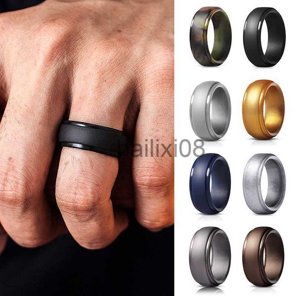 

band rings men women new men silicone rings 7-12 size hypoallergenic flexible men wedding rubber bands 8mm food grade silicone finger ring j, Silver