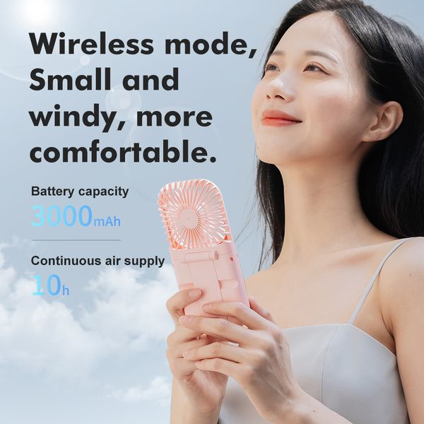 

sell handheld mini fan cute electric fan portable pocket fan strong wind with good quality neck hanging flaps gifts