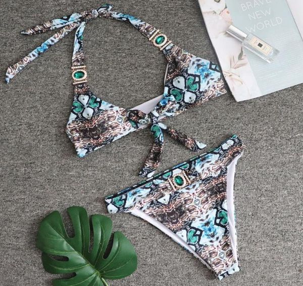 

bikinis set crystal high waist kont bikini halter push up pad swimming suit for women cut luxury diamond brazilian bathing9460783