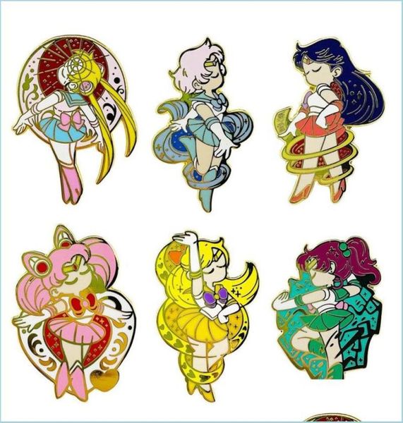 

cartoon accessories sailor moon brooch pins enamel metal badges lapel pin brooches jackets jeans fashion jewelry drop delivery bab4004817, Blue