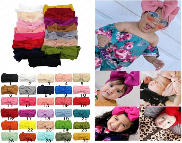 

kids baby girls big bowknot wide elastic headband hair band wraps 30 colors infant newborn hairbands hairwraps head wrap turban d62654242, Slivery;white