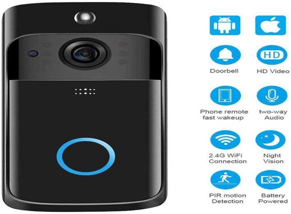 

new wireless wifi doorbell infrared doorbell camera ip5 waterproof hd wifi security camera ios android phone upgrade smart home 5565994, Black;white