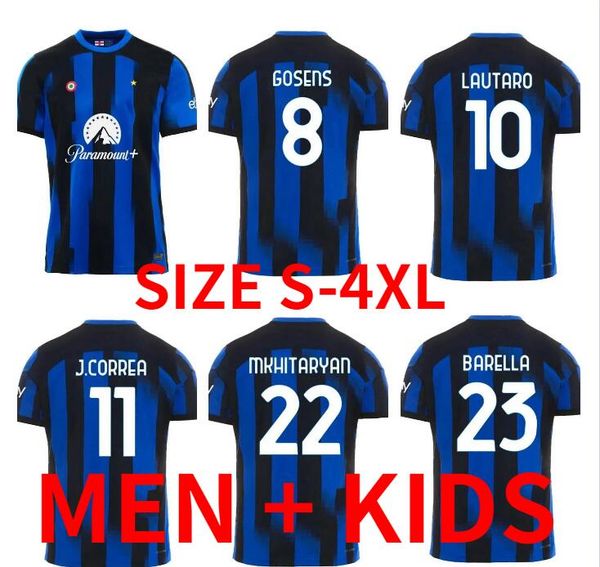 

2023 2024 lautaro soccer jerseys 23 24 lukaku gosens j.correa inters calhanoglu uniform mens mkhitaryan barella milans skriniar brozovic kid, Black;yellow