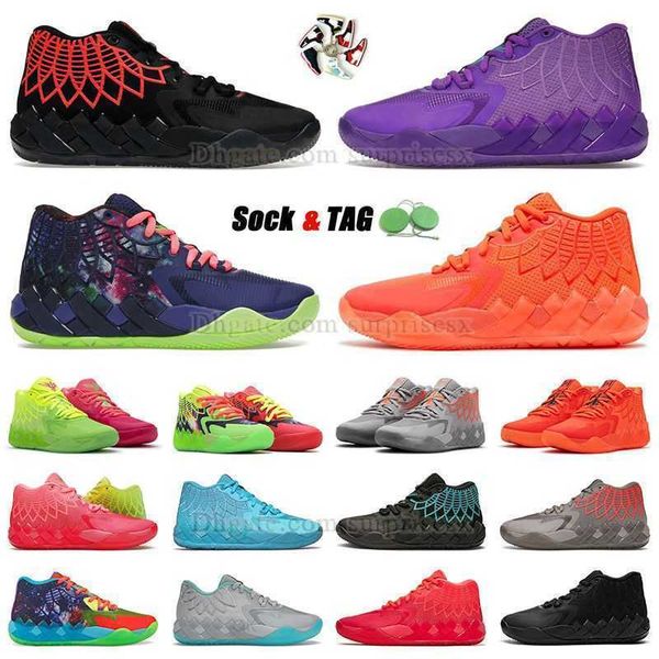

basketball shoes mb.01 lamelo la mole mb1 rick and morty mens size 12 lamelos ball men women iridescent dreams buzz city rock ridge red gree, Black