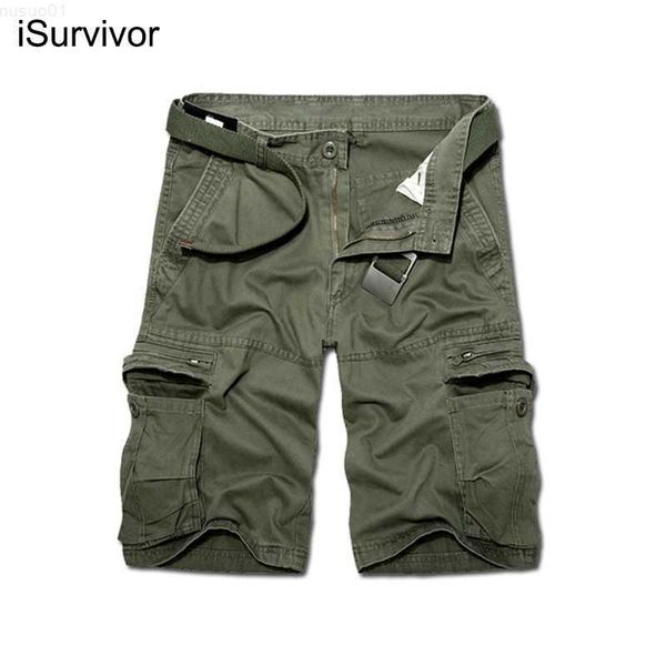 

men's shorts isurvivor 2022 men knee length cotton cargo shorts hombre male casual fashion slim fit large size overalls pants sweatpant, White;black