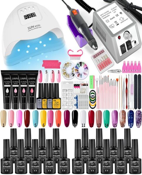 

nail art kits acrylic set with drill and uv lamp dryer for extensions gel nails polish kit soak off poly setnail1539758