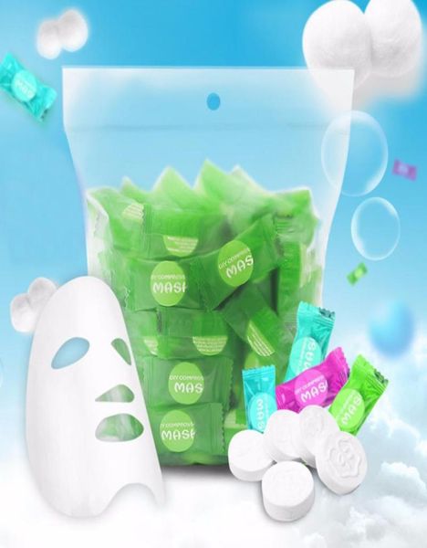 

whole 50pcpask compressed face mask paper disposable facial masks papers care wrapped masks diy women makeup beauty tool7440079