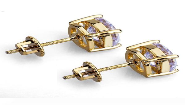 

2019 8mm hip hop stud earrings silver gold plated cz earring mens womens earing ear ring women men designer earings luxury jewelry9316387, White