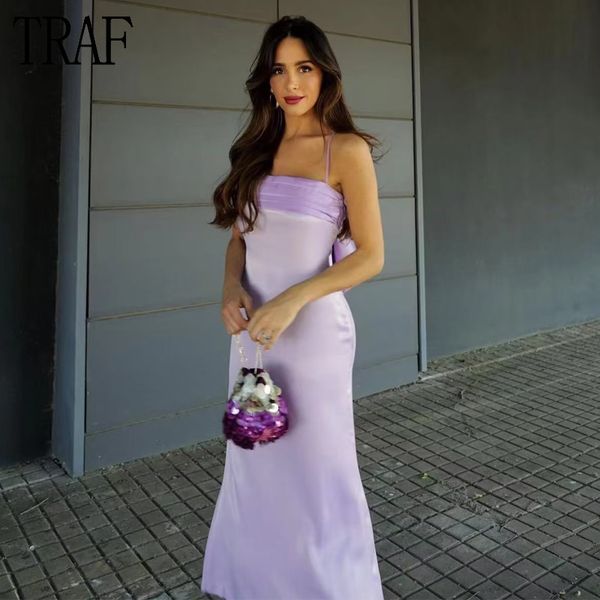 

urban dresses traf violet slip long dres bow ruched midi woman backless party for off shoulder evening 230719, White;black
