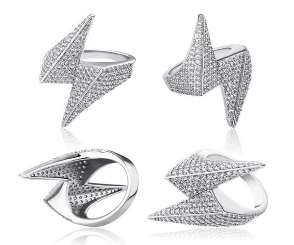 

diamond lightning ring with zircon european and american hip hop men039s jewelry3593096, Silver