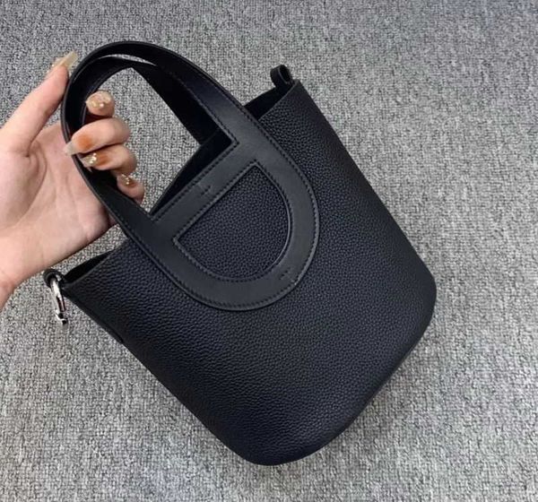 

luxury picotin lock bag 2023 spring summer new layer cowhide pig nose vegetable basket bucket women's genuine leather crossbody soft to
