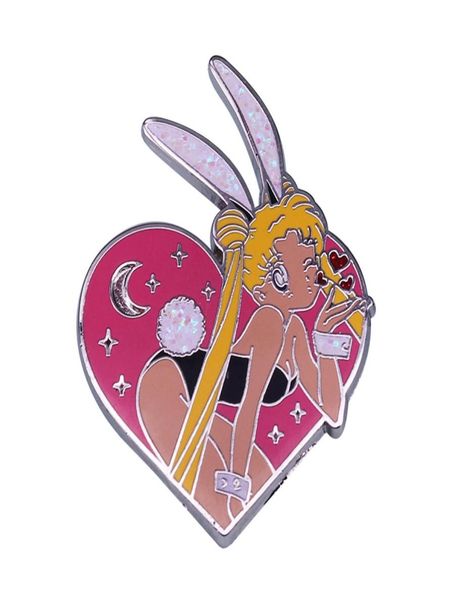 

glitter enamel pin bunny girl brooch01234567896001671, Blue