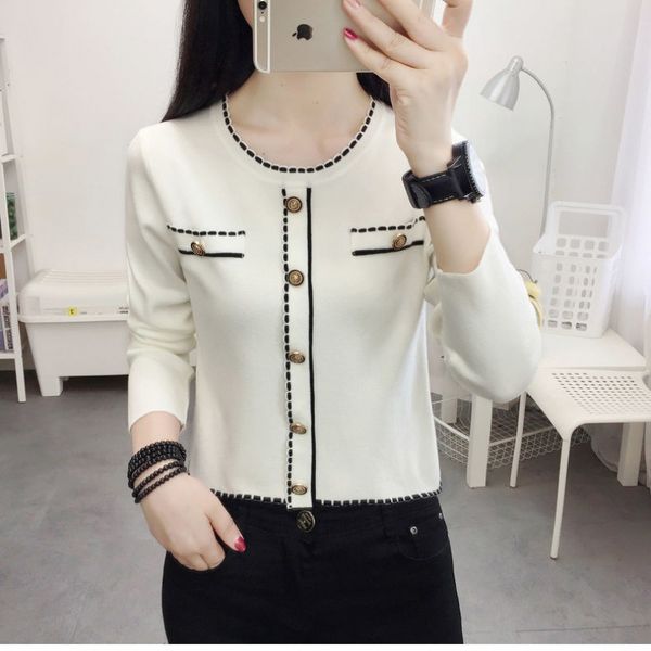 

2023 women sweater knit designer autumn winter stripe cardigans knitted loose coat double letter printed sweaters ladies streetwear sweaters, White;black